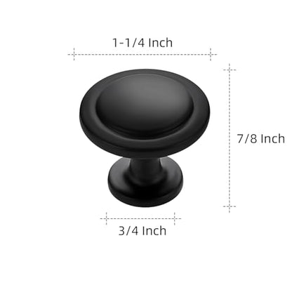 Ravinte Matte Black Round Cabinet Knobs,Zinc Pulls,1-1/4 Inch,30 Pack - color: Black