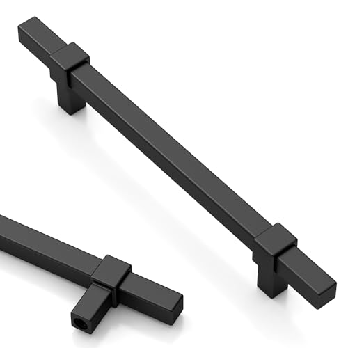Asidrama 10 Pack 5 inch Matte Black Kitchen Cabinet Handles - color: Matte Black, size: 5" Hole Center(128mm)