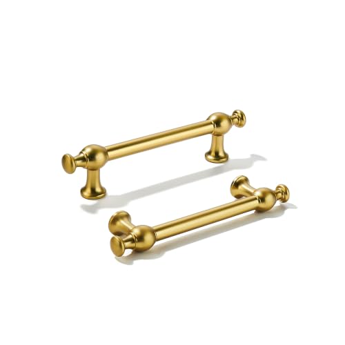 khtumeware 5-Pack 3-3/4-Inch(96mm) Vibrant Brushed Moderne Brass Cabinet Pulls - color: Vibrant Brushed Moderne Brass, size: 3-3/4"(96mm) Hole Center