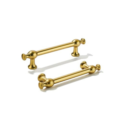 khtumeware 5-Pack 3-3/4-Inch(96mm) Vibrant Brushed Moderne Brass Cabinet Pulls - color: Vibrant Brushed Moderne Brass, size: 3-3/4"(96mm) Hole Center