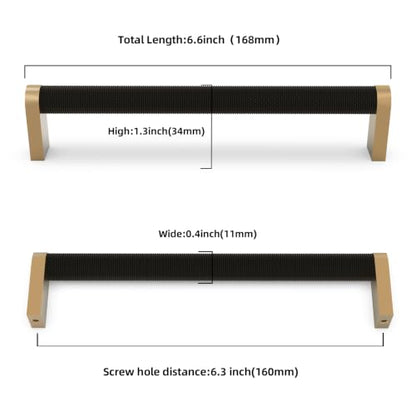 10 Pack Matte Black and Champagne Bronze Cabinet Pulls knurled 6-1/4 Inch Hole Centers Kitchen Cabinet Handles Drawer Pulls Cabinet Hardware - color: Black and Champagne, size: 6-1/4'' Hole Center(160mm)