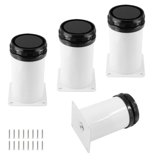 Set of 4 Adjustable Stainless Steel Furniture Legs 3 Inch White - color: White, size: 3 inch