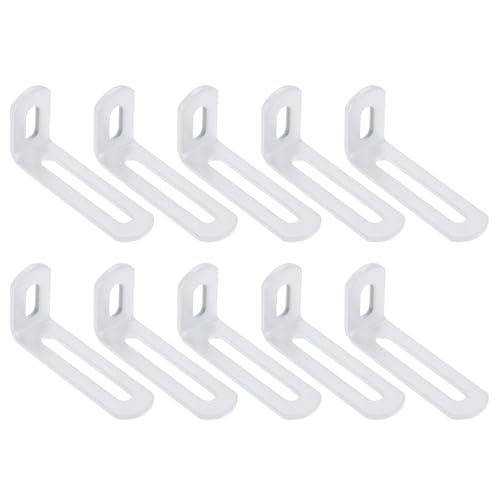 uxcell 10 Pcs Adjustable Right Angle Brackets 2.6"x1.2"x0.7" White - color: White, size: 2.6"x1.2"x0.7"