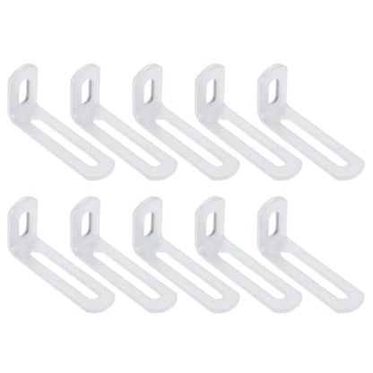 uxcell 10 Pcs Adjustable Right Angle Brackets 2.6"x1.2"x0.7" White - color: White, size: 2.6"x1.2"x0.7"
