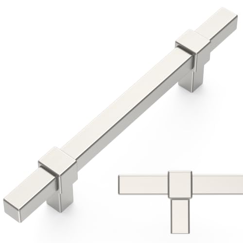 Amerdeco 10 Pack 3.75 Inch 96mm Brushed Satin Nickel Cabinet Pulls Zinc Alloy Heavy Duty Modern Kitchen Cabinet Handles Drawer Pulls Hardware for Cabinets Cupboard Dresser Wardrobe ZH0087 - color: Brushed Satin Nickel, size: 3.75"/96MM Hole Center