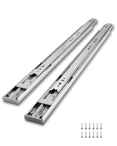 18 Inch Soft Close Drawer Slides Side Mount Rails 10 Pair, 3-Fold Full Extension Slider Heavy Duty Track, Ball Bearing Cabinet Drawer Glides for Kitchen Cabinet Drawer Dresser Drawer - size: 18 Inch Drawer Slide