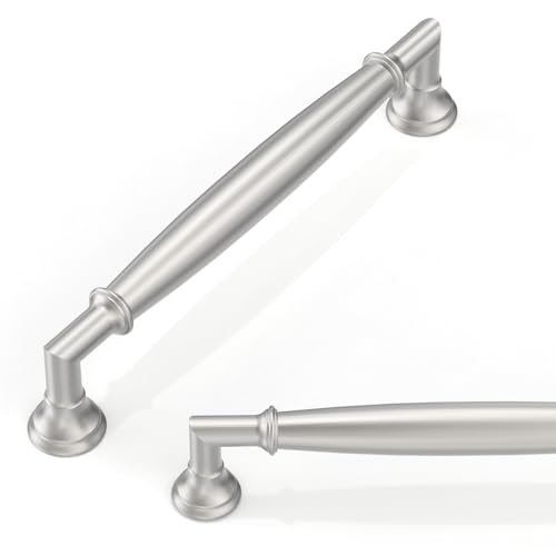 10 Pack Brushed Satin Nickel Cabinet Pulls 5 Inch(128mm) Kitchen Cabinet Handles Cabinet Hardware for Drawer Pulls - color: Brushed Satin Nickel, size: 5" Hole Center