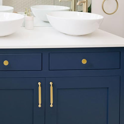 5 Inch Brushed Gold Cabinet Pulls 10 Pack, Footed Handles P2302 - color: Brushed Gold, size: 5" Hole Centers-10 Pcs