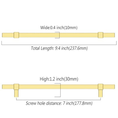 Asidrama 10 Pack 7 inch Brushed Gold Kitchen Cabinet Handles - color: Brushed Gold, size: 7" Hole Center(177mm)
