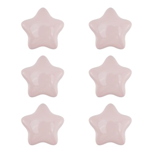 Dnyta 6 Pcs Star Shaped Ceramic Knobs Glossy Ceramic Pulls Drawer Knobs - style: Pink,Star Shaped