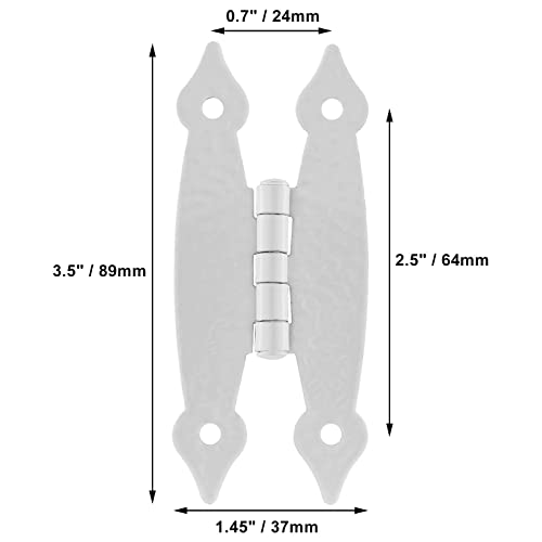 Murtenze 3.5 Inch White Antique H Hinges, 4 Pack - color: White