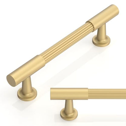 10 Pack Brushed Gold Cabinet Pulls 3.75 Inch(96mm) Kitchen Cabinet Handles Solid Heavy Duty Drawer Pulls - color: Brushed Gold, size: 3.75" Hole Center