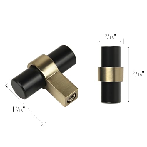 Design House Emery Cabinet Knob, Matte Black, Satin Gold - color: Matte Black/Satin Gold, size: One-Size Knob 5-Pack, style: Emery