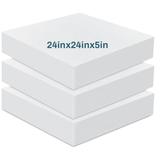 Frienda 3 Pack 5" x 24" x 24" Upholstery High Density Foam Cushion - size: 5 x 24 x 24 Inch