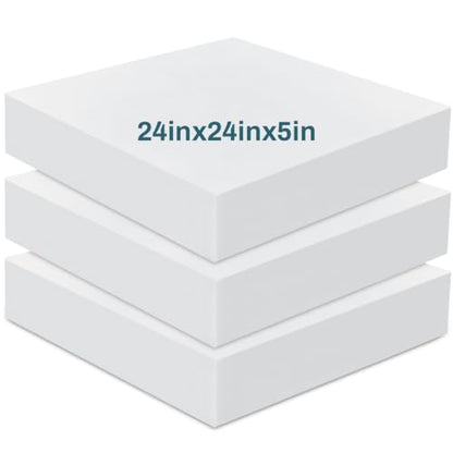 Frienda 3 Pack 5" x 24" x 24" Upholstery High Density Foam Cushion - size: 5 x 24 x 24 Inch
