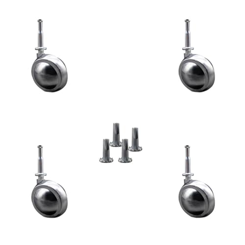 2 Inch Swivel Metal Ball Caster Wheels for Furniture - Bright Chrome Finish Stem Casters with 5/16 Grip Neck Stem - Sockets For Wood Included - 300lbs. Total Capacity - Set of 4 - Service Caster Brand - color: 5/16" Grip Neck Stem - Set of 4, size: 2" Met