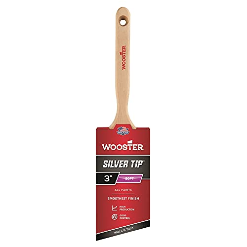 Wooster Brush 5221-3 Tip Angle Sash Paintbrush, 3-Inch, 3 Inch, White,Silver - size: 3 Inch