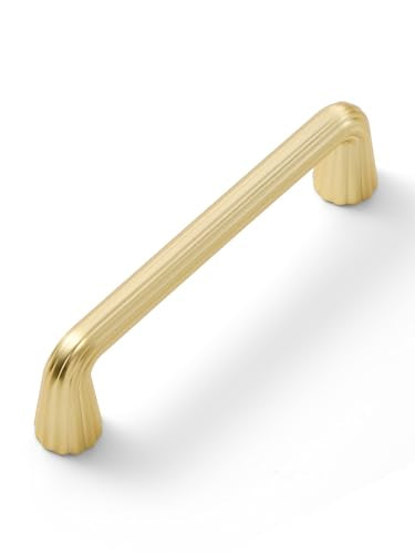 10 Pack Gold Cabinet Pulls 3.75" Hole Center Brushed Brass Drawer Pulls Bathroom Dresser Handles Hardware Zinc Alloy - color: Brushed Gold, size: Pull - 3-3/4 Inch Hole Center