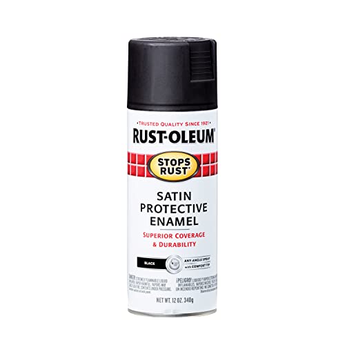 Rust-Oleum 7777830 Stops Rust Spray Paint, 12 oz, Satin Black - color: Satin Black, size: 12 Ounce (Pack of 1)