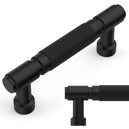 Amerdeco 10 Pack Matte Black knurled Cabinet Pulls 3" - color: Matte Black, size: 3" hole center