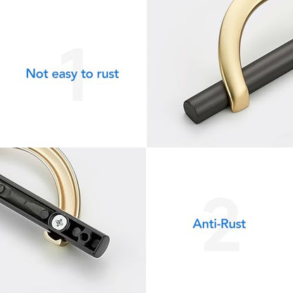 HOME EDIT Brushed Gold & Grey Cabinet Pulls Curved 3-3/4 Inch/96 mm 10 Pack - color: Brushed Brass & Pearl Grey, size: 3-3/4 Inch Hole Center