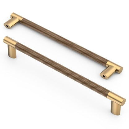 Asidrama 10 Pack 10 Inch(254mm) Knurled Brown and Champagne Bronze Kitchen Cabinet Handles, Gold Cabinet Pulls Kitchen Cabinet Hardware Cupboard Handles Drawer Pulls 4496A - color: Brown-Champagne, size: 10" Hole Center(254mm)