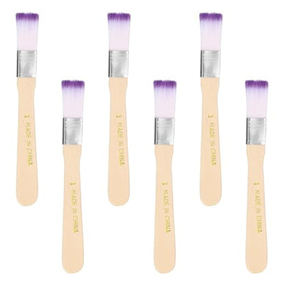 PATIKIL 6Pcs Wooden Paint Brush Set, 5.2" Nylon Bristle Flat Brushes #1 - color: Purple/White, size: #1