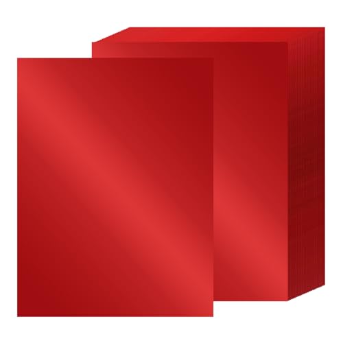 24 Sheets Red Metallic Cardstock Paper 8.5 X 11", 92lb/250gsm Thick Paper Red Foil Cardstock Shiny Mirror Glitter Paper for Crafts Scrapbook Card Making Invitations Party Decoration - color: Red