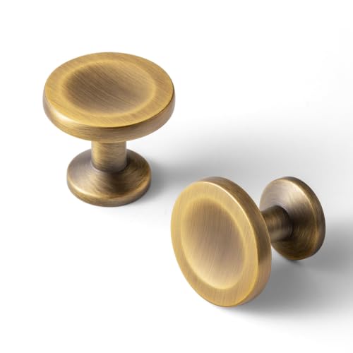 12 Pack Brushed Bronze Cabinet Knobs, Single Hole Round Knobs - color: Brushed Bronze
