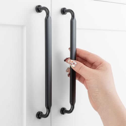 7-1/2 Inch Matte Black Cabinet Pulls 5 Pack, Footed Handles P2302 - color: Black, size: 7-1/2" Hole Centers-5 Pcs