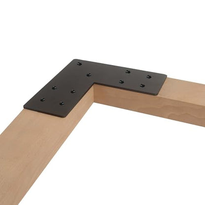 4packs Black L Brackets Corner Brace 90 Degree Right Angle Metal Heavy Duty Angle Bracket for Wood Furniture Shelf Cabinet Repair Support Joint Fastener with Screws 7.5x7.5x3” Large Connector - size: 4packs-Flat L shape