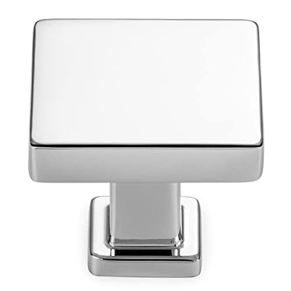 KOOFIZO 10 Pack Polished Chrome Cabinet Knobs, Square Single Hole Pulls K08 - color: Polished Chrome, size: Knob 1 - 10Pcs
