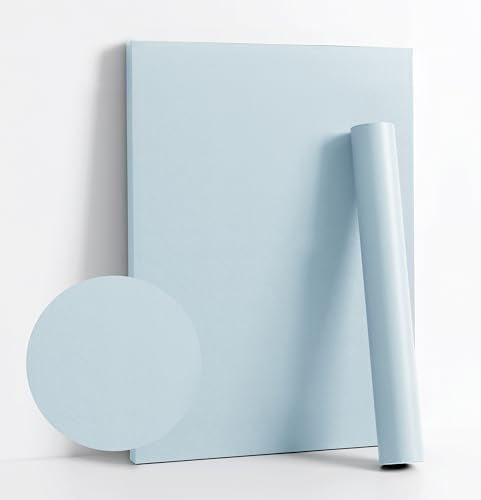 Dimoon 118''x17.7'' Blue Peel and Stick Wallpaper Contact Paper Modern Self Adhesive Wall Paper Removable Renter Friendly Textured Solid Color Shelf Cabinet Vinyl Roll (118''x17.7'',Light Blue) - color: Light Blue, size: 17.7" x 118"