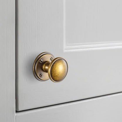 6Pack Antique Brass Cabinet Knob with Backplate Round Drawer Knob - color: Antique Brass, style: Round Plaquette
