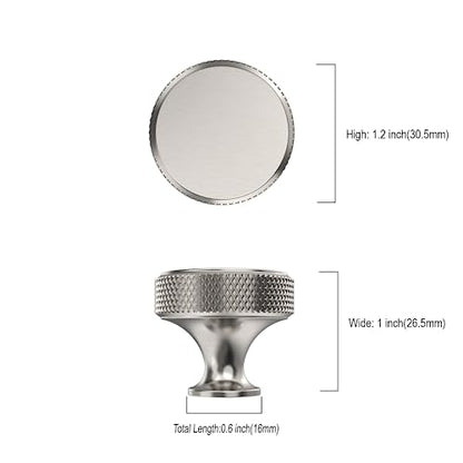 10 Pack Brushed Nickel Knurled Cabinet Knobs Round Drawer Pulls - color: Brushed Satin Nickel