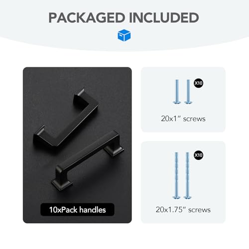 HOME EDIT Matte Black Cabinet Handles Zinc Pulls 3 Inch 10 Pack - color: Matte Black, size: 3 inches Hole Center