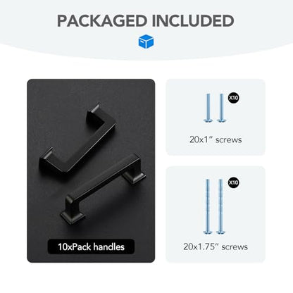 HOME EDIT Matte Black Cabinet Handles Zinc Pulls 3 Inch 10 Pack - color: Matte Black, size: 3 inches Hole Center