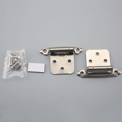 HOME MASTER HARDWARE Self Closing Overlay Cabinet Hinges 1/2" Variable Semi-Concealed Hinge for Kitchen Bathroom Hinges Flush Mount w/Cupboard Screws, Satin Nickel Finish 20 Pcs - color: Satin Nickel-20Pack, size: 1/2"Overlay