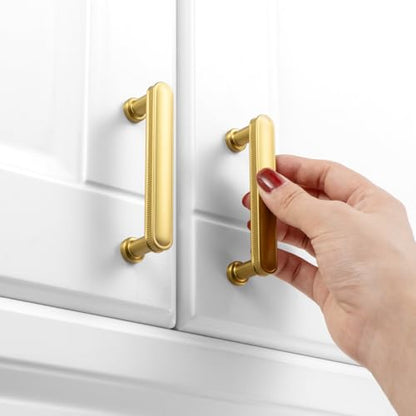 KOOFIZO 10 Pack 3 Inch Brushed Gold Kitchen Cabinet Handles Gold Cabinet Pulls Gold Cabinet Hardware P35 for Cabinets Drawer Dresser Cupboard Bedroom Bathroom - color: Brushed Gold, size: 3" CC
