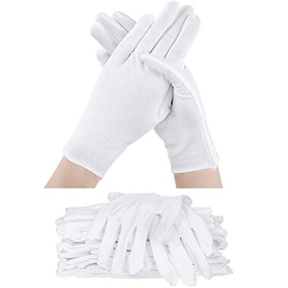 SATINIOR Cotton Gloves for Jewelry Coin Art Handling - color: White