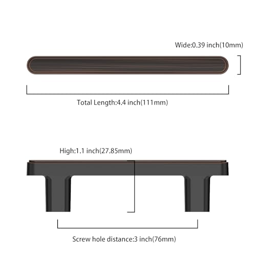 10 Pack 3 Inch(76mm) Kitchen Cabinet Handles Oil Rubbed Bronze Cabinet Pulls Kitchen Cabinet Hardware Drawer Pulls for Cupboard Wardrobe - color: Oil Rubbed Bronze, size: 3"/76MM Hole Center