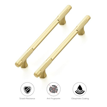 Ravinte Solid Brushed Gold Cabinet Pulls,5 in Handles,2 Pack - color: Brushed Gold, size: 5 inches Hole Center