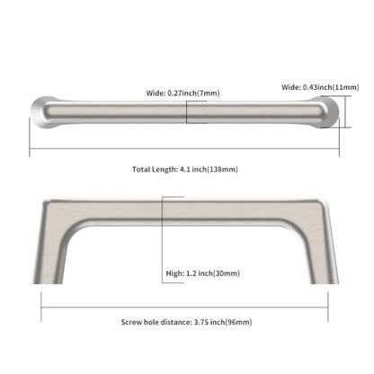 Asidrama 6 Pack 3.75 Inch(96mm) Brushed Satin Nickel Cabinet Pulls Cabinet Handles Cupboard Handles Kitchen Cabinet Hardware for Cupboard Drawer Pulls - color: Brushed Satin Nickel, size: 3.75" Hole Center, style: 6 Pack