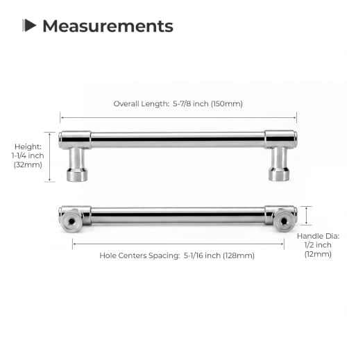 Goldenwarm 10 Pack 5 Inch Polished Chrome Cabinet Pulls Modern Kitchen & Bathroom Hardware Heavy Duty Zinc Alloy Drawer Handles with Complete Screw Kit Consistent Finish for Whole-Home Renovations - color: Polished Chrome, size: 5 Inches Hole Center