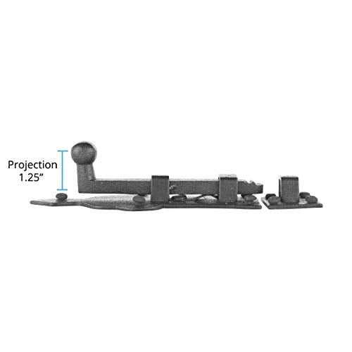 Renovators Supply Manufacturing Slide Bolt Latch 3 3/4 in. Black Wrought Iron Ball Tip Style Slide Bolt with Mounting Hardware Pack of 2 - size: Pack of 2, style: 3.75 inch - Ball Tip