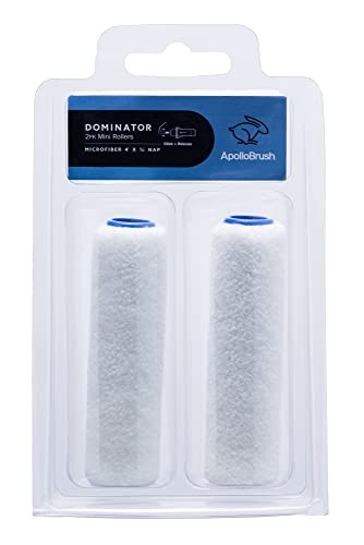 Apollo Brush Dominator Microfiber Mini Roller Refill, 3/16 Inch Nap, Click and Release, Smooth Surfaces, Fits DOM103 and DOM098, All Paints and Stains, (2 Pack)