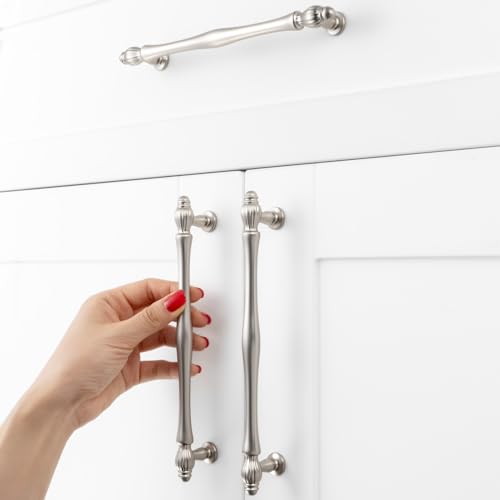 6-1/4 Inch Brushed Nickel Cabinet Pulls Drawer Handle 10 Pack 2510 - color: Brushed Nickel, size: 6-1/4 In Hole Distance