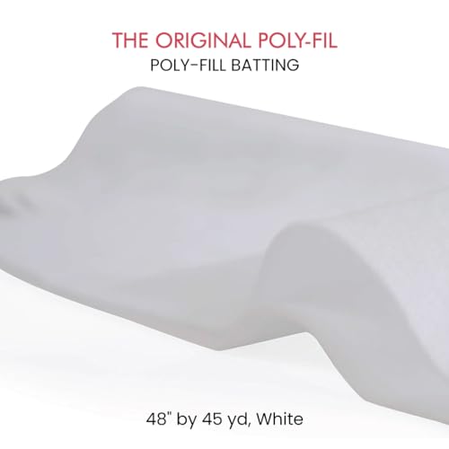 Poly-Fil Light-Weight Quilt Batting, Quilt Batting for Machine Quilting, Polyester Roll with Fuller Appearance, Tied Quilts, Comforters, 2"–4" Stitch Spacing Range, White, 48-Inch X 45 Yards, 1 Roll
