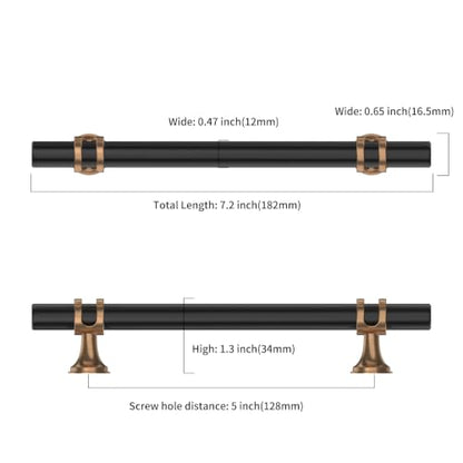 Amerdeco 10 Pack Champagne Bronze and Matte Black Cabinet Pulls 5 Inch(128MM) Hole Centers Kitchen Cabinet Handles Cabinets Hardware Drawer Pulls ZH0050 - color: Champagne Bronze Black, size: 5"/128MM Hole Center