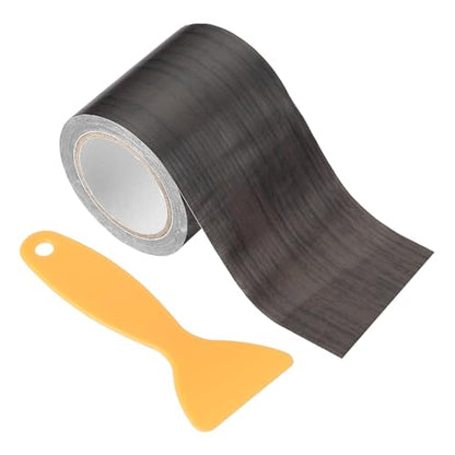 PATIKIL 2.2" X30' Self-Adhesive Wood Grain Repair Tape with Scraper Black Wood Grain - color: Black Wood Grain, size: 1" x 1"